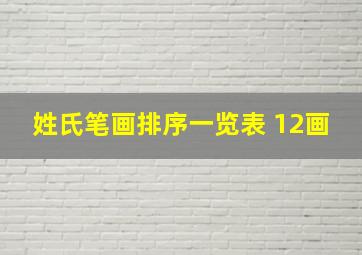 姓氏笔画排序一览表 12画